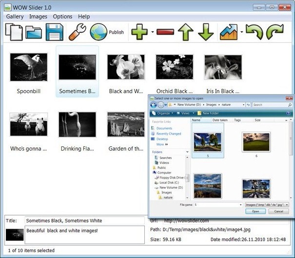 Add Images To jQuery Gallery : Free Photo Slider Maker